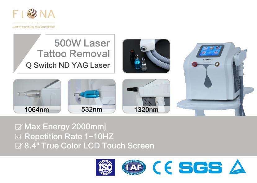 Pigmentation Q Switched ND YAG Laser Tattoo Machine 1320nm 500W Power High Performance
